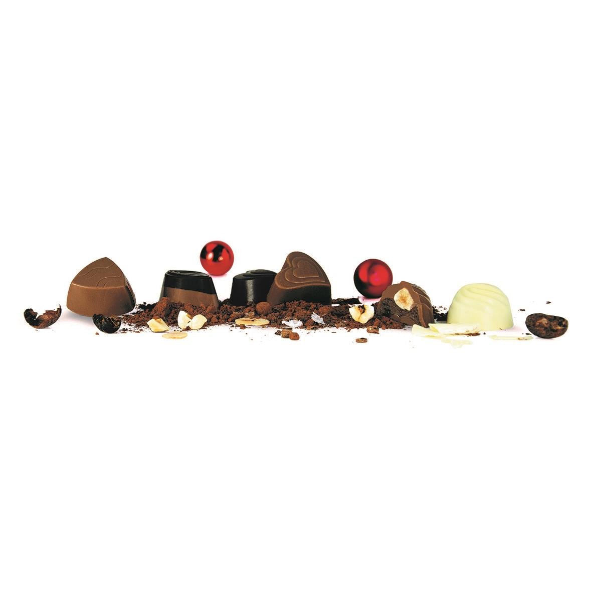 Choklad Carls Favoriter 605g med olika chokladbitar och dekorationer