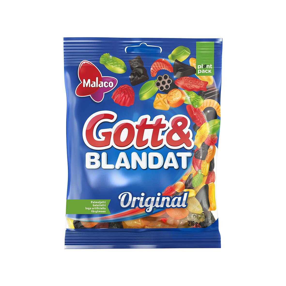 Godis Malaco Gott & Blandat 160g påse med olika färgade godisbitar