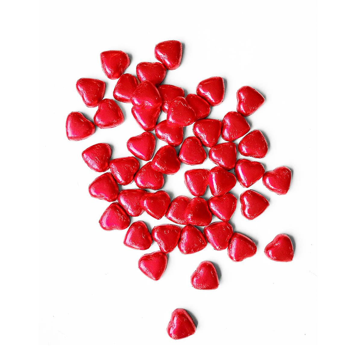 Röda chokladhjärtan fyllda med hasselnötskräm, 1 kg