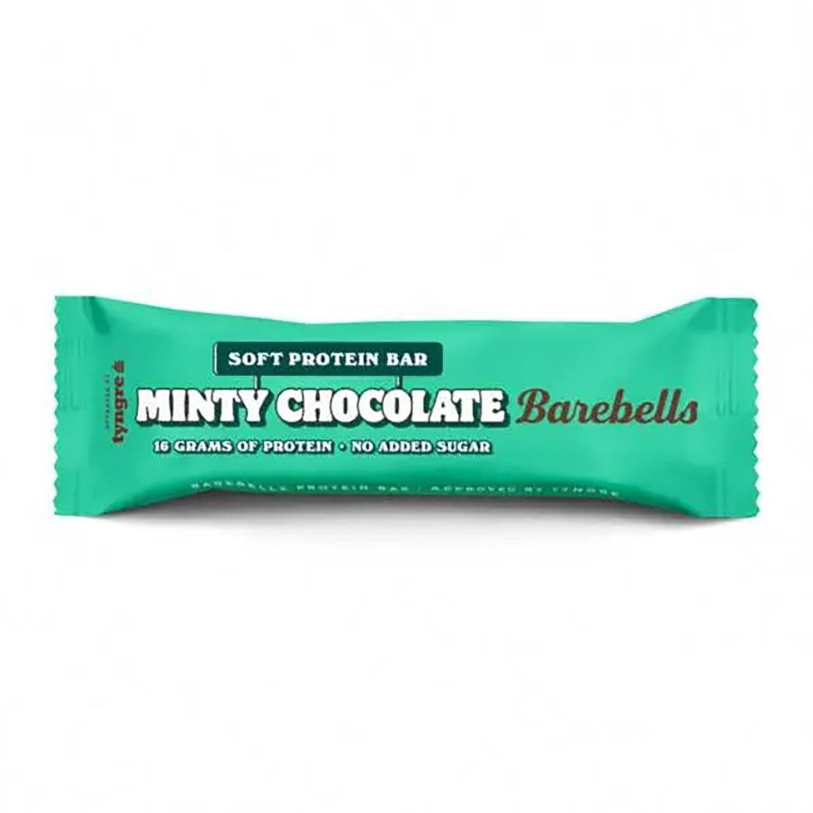 Proteinbar Barebells Soft Mint Choco 55g i grönt förpackning med mint och chokladsmak