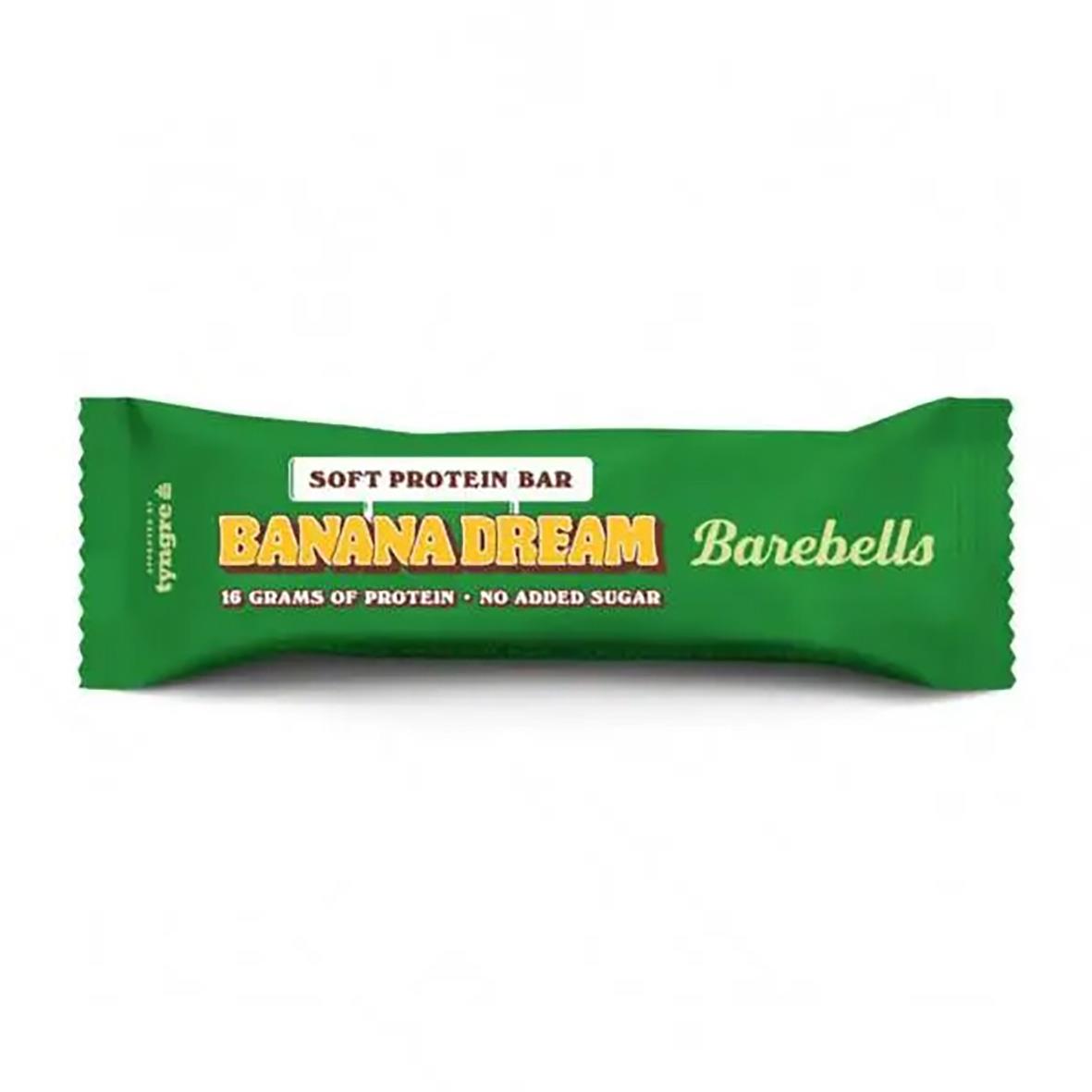 Proteinbar Barebells Banana Dream 55g i grönt förpackning med gul och vit text