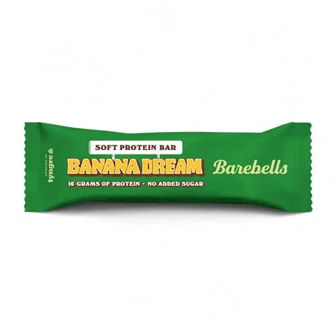 Proteinbar Barebells Banana Dream 55g i grönt förpackning med gul och vit text