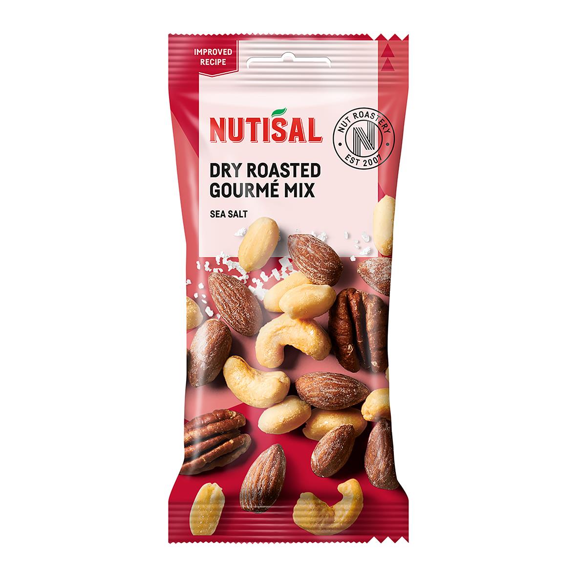 Nötter Nutisal Dry Roasted Gourmémix 60g med blandade rostade nötter och salt