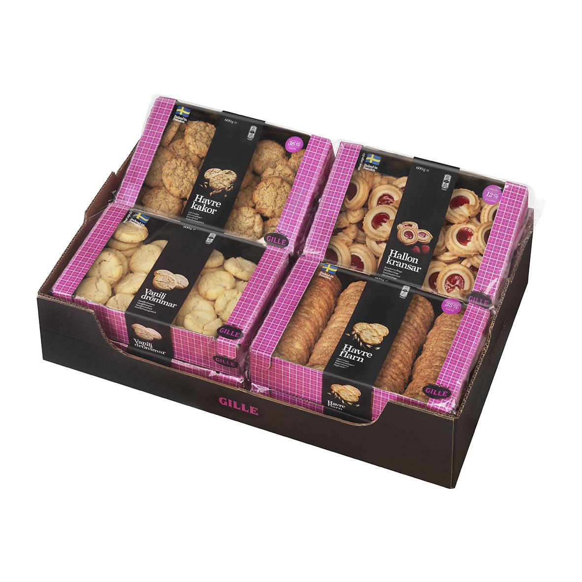 Kakburk med Gille Gillemix Ekonomipack 8x600g med olika sorters kakor