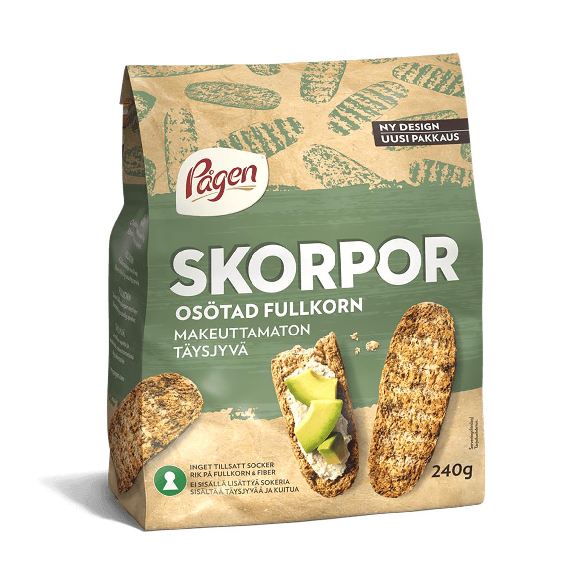 Pågen skorpor fullkorn 240g, osötade, fullkorns skorpor med makruttamaton smak