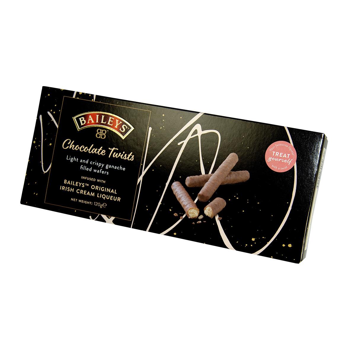 Chokladtwist från Bailey's i svart förpackning med vita och rosa detaljer