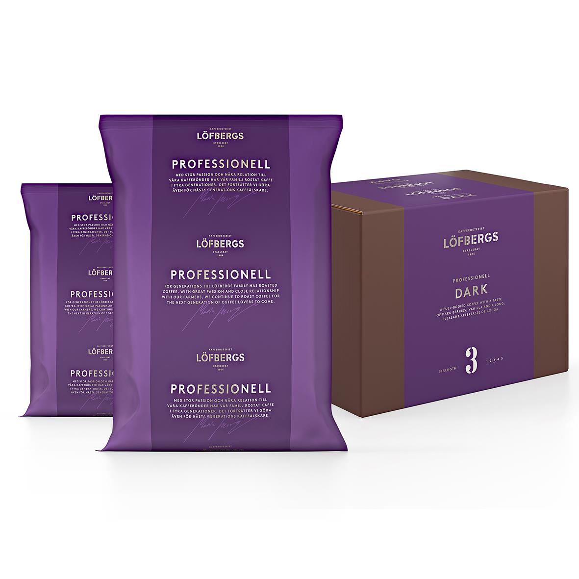 Löfbergs Espresso Grande Automat 1000g kaffepaket i lila för professionell användning