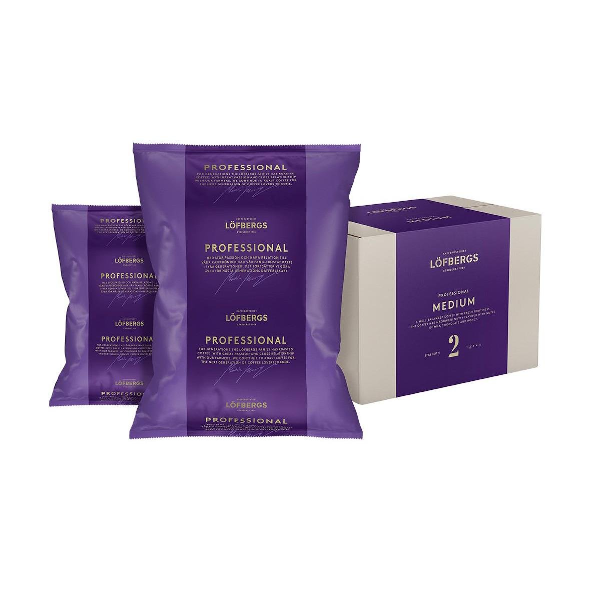 Löfbergs medium termosbrygg kaffe i paket och burk
