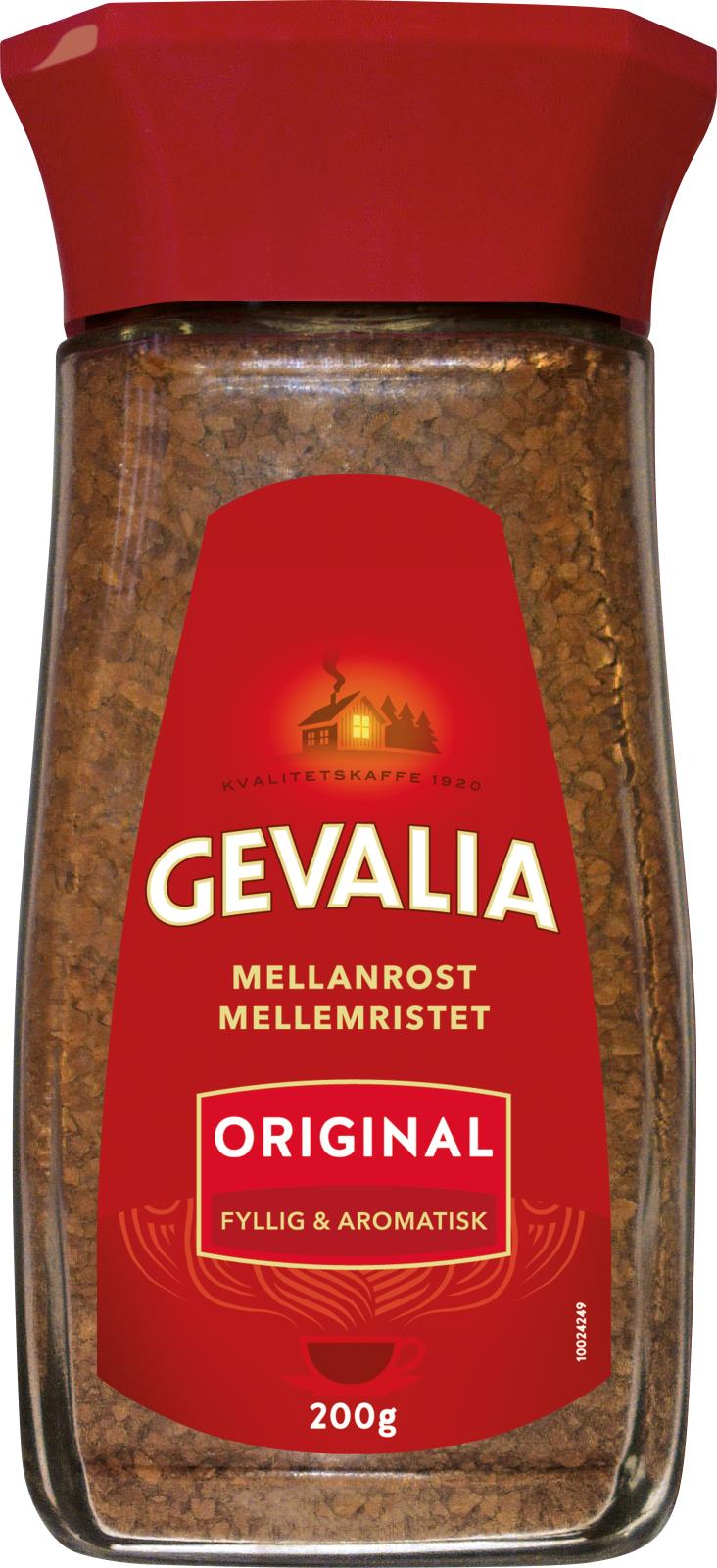 Gevalia snabbkaffe Mellanrost Instant 200g i röd behållare