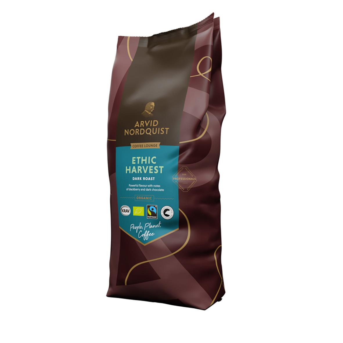 Kaffe Arvid Nordquist Ethic Harvest hela bönor 1000g i mörkbrunt påse