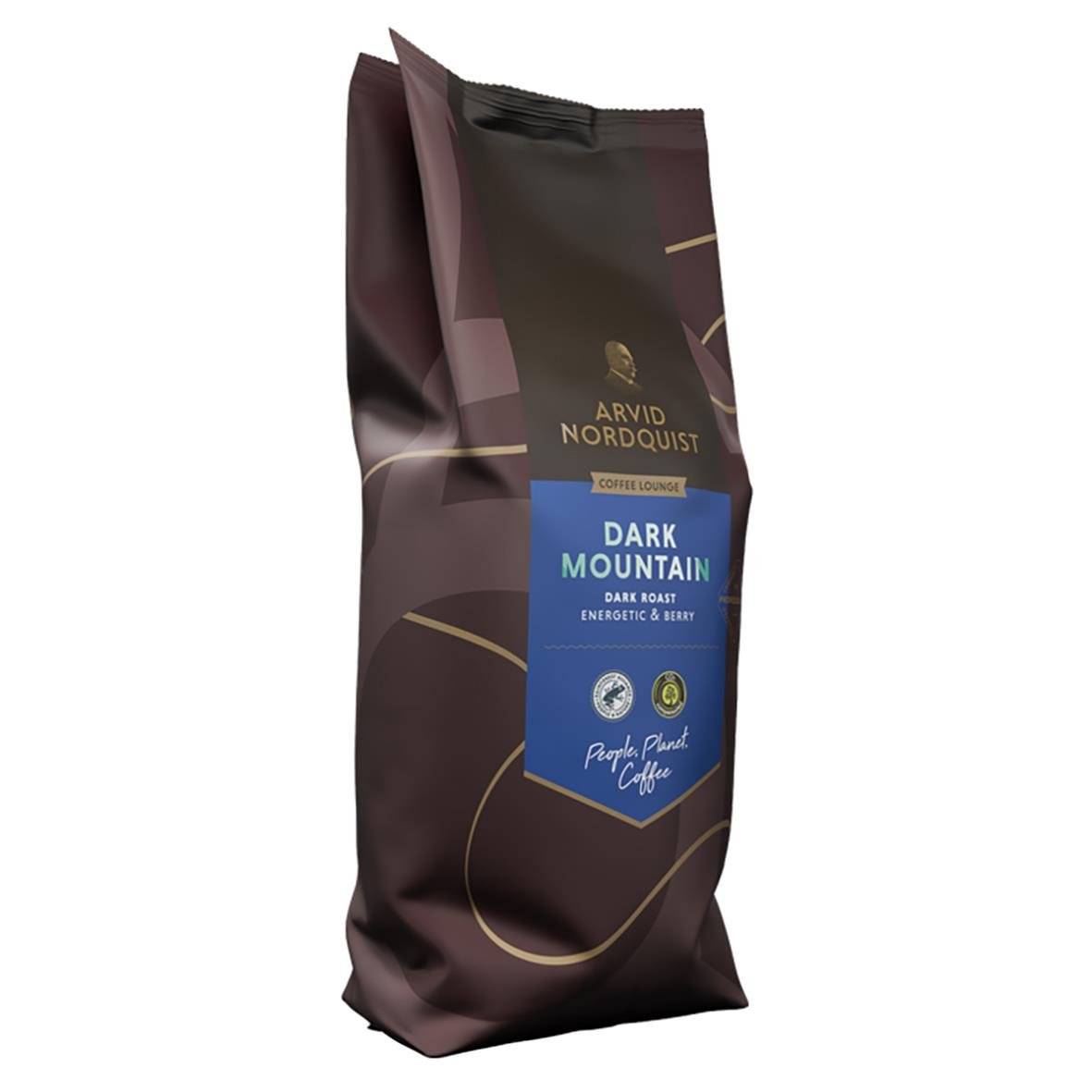 Kaffe Arvid Nordquist Dark Mountain hela bönor 1000g i mörkbrunt paket