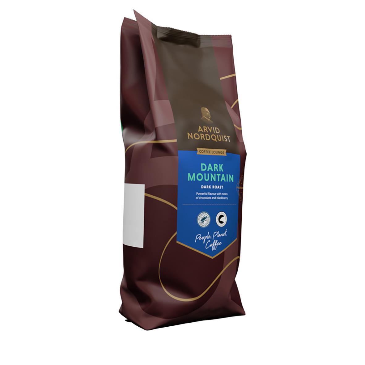 Kaffe Arvid Nordquist Dark Mountain hela bönor 1000g i mörkbrunt paket