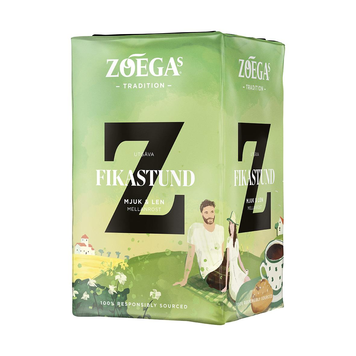 Zoégas Fikastund bryggkaffe 450g i grönt paket med man och julpynt