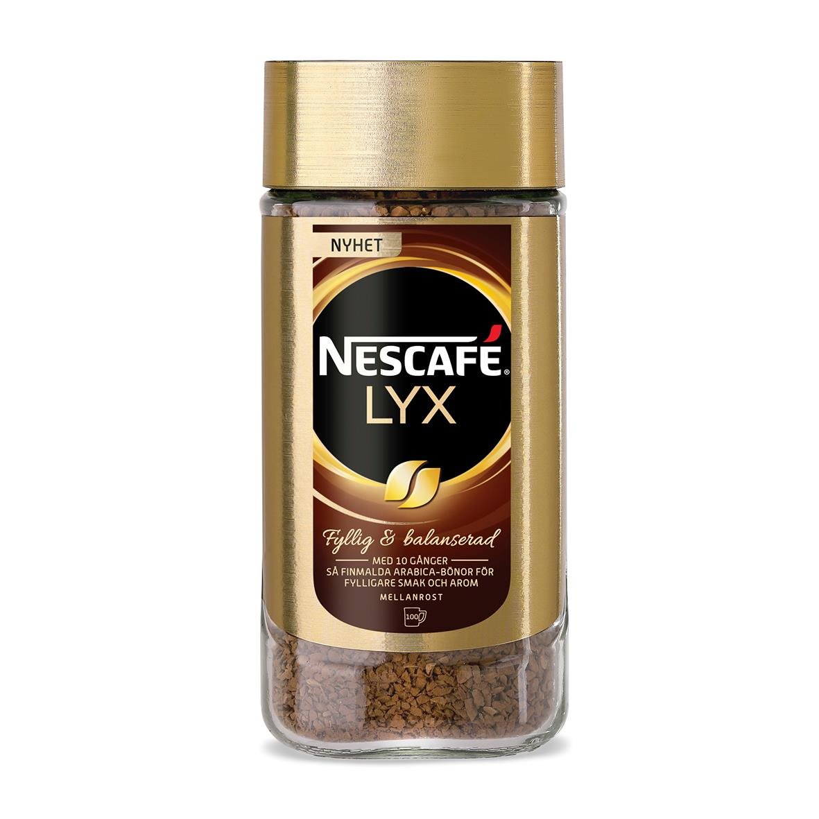 Nescafé Lyx Mellanrost i glasburk, 200g, fyllig och balanserad kaffe