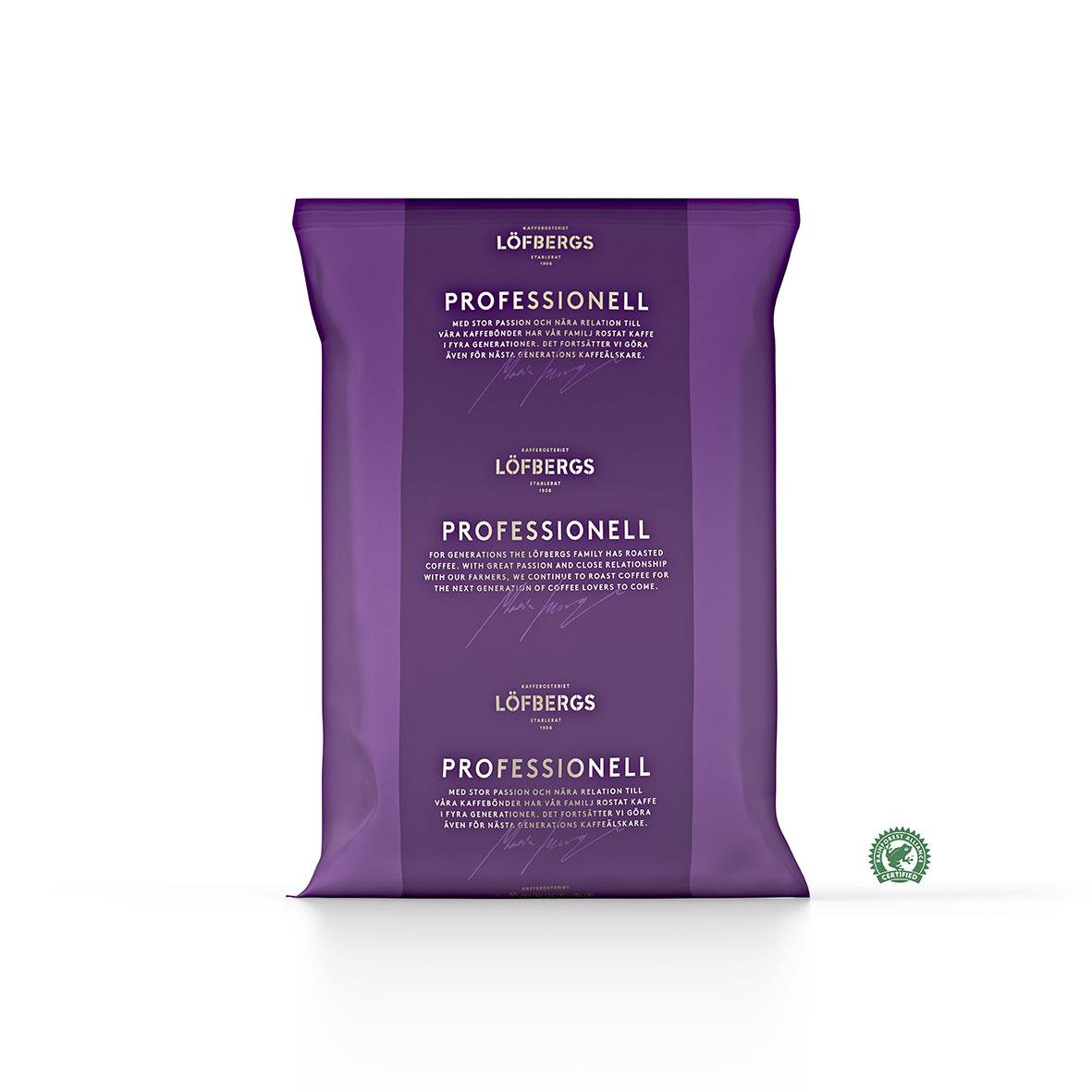 Löfbergs Fazenda hela kaffebönor i 1000g förpackning i lila färg