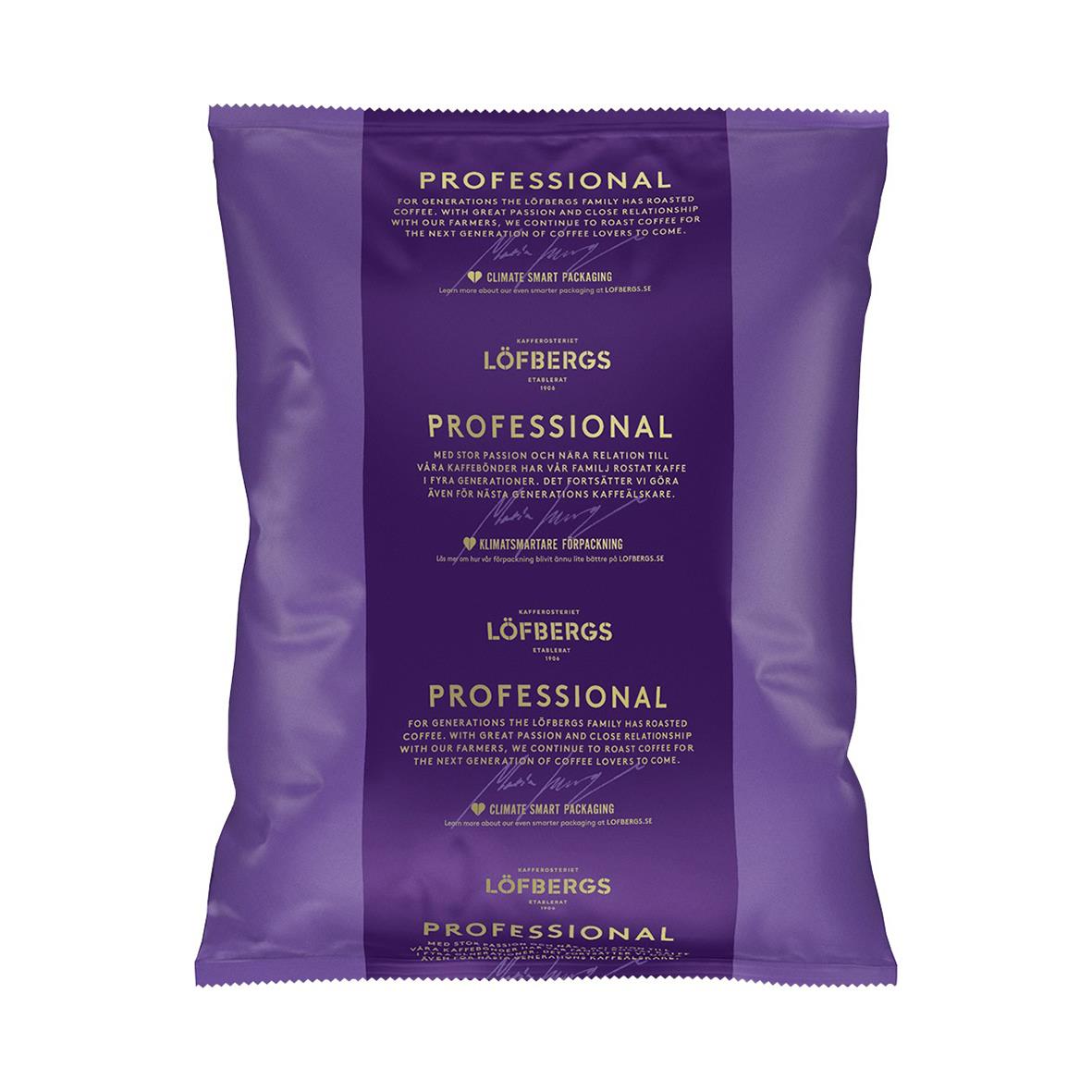 Löfbergs Generoso kaffepåse 100g i lila förpackning med text Professional