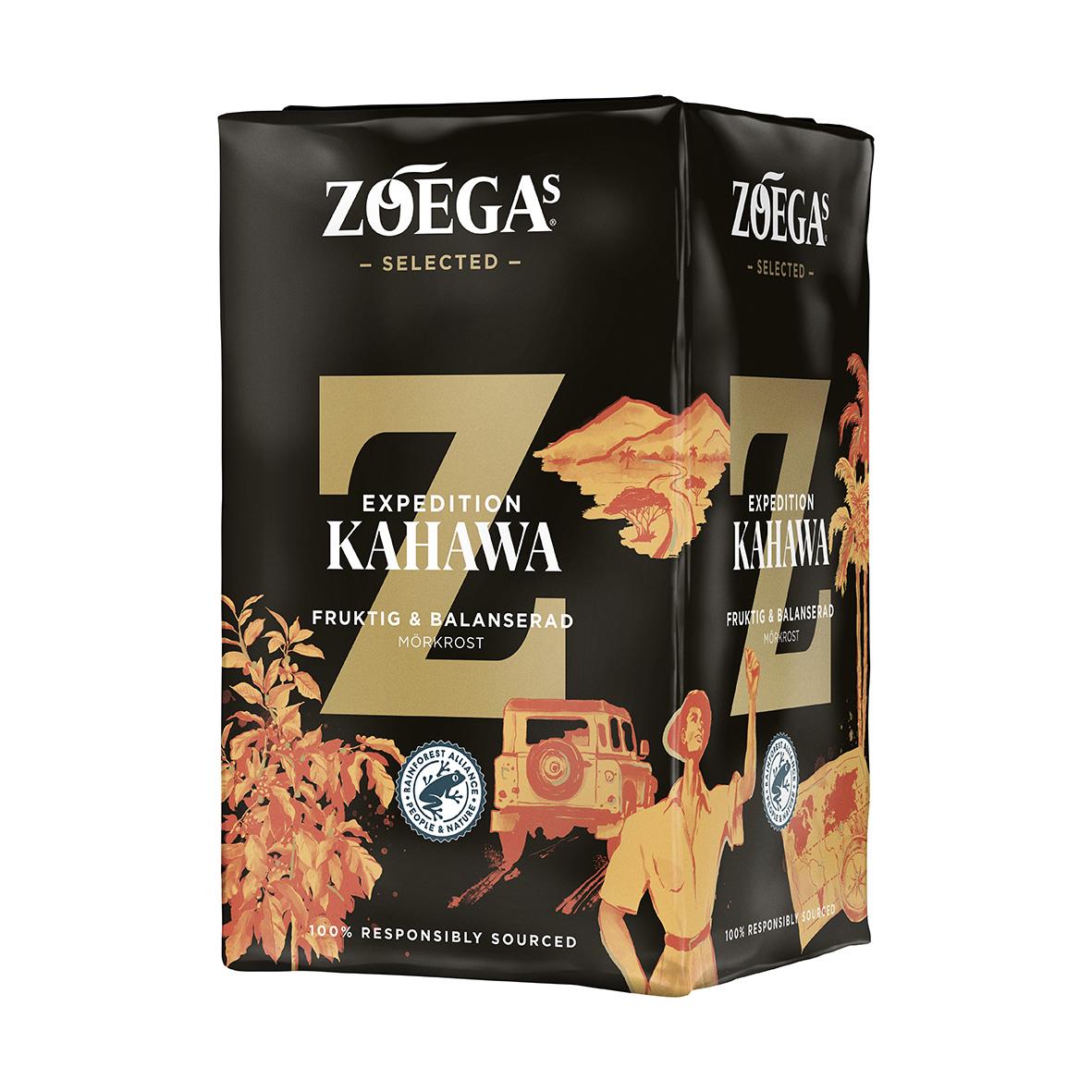 Zoégas Kahawa bryggkaffe 450g i svart förpackning med bild av en person och kamera
