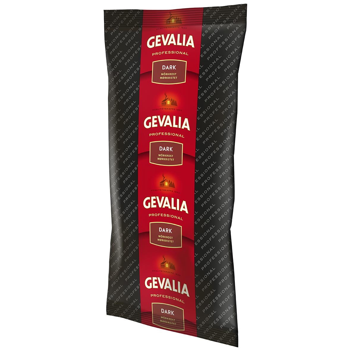 Förpackning av Gevalia Dark Intensivo kaffe i 1000g paket med svart och röd design