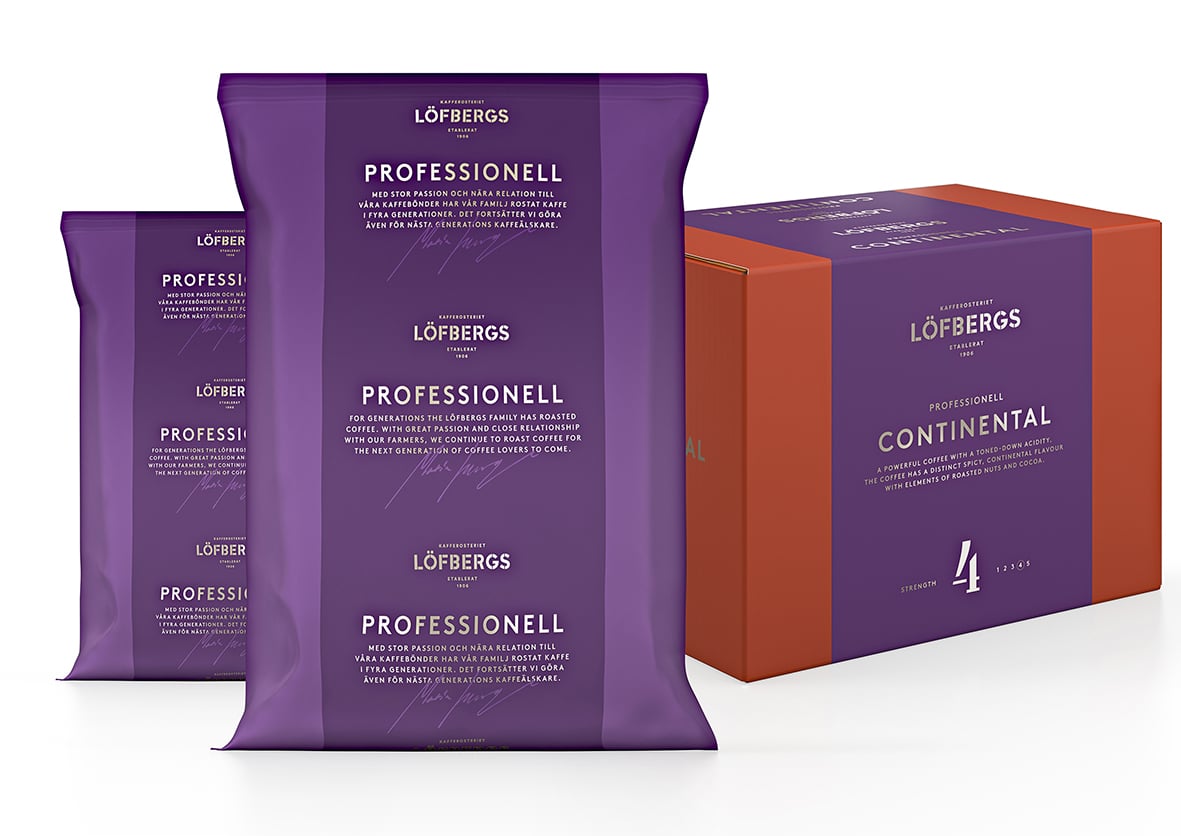 Löfbergs kaffe paket och box avsedd för automat med 1000g kaffe