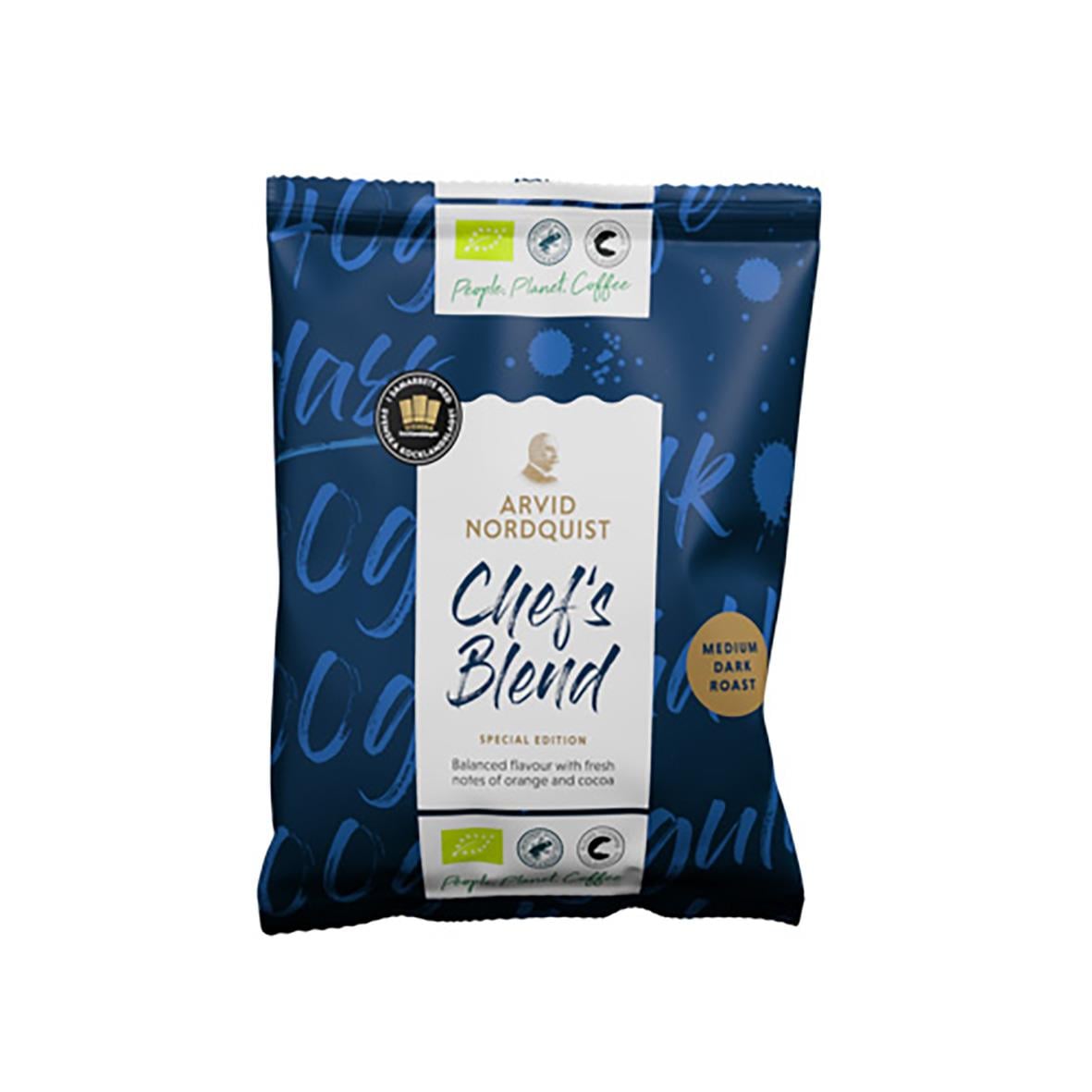 Förpackning av Arvid Nordquist Chef's Blend termosbryggkaffe 125g med mörkrost