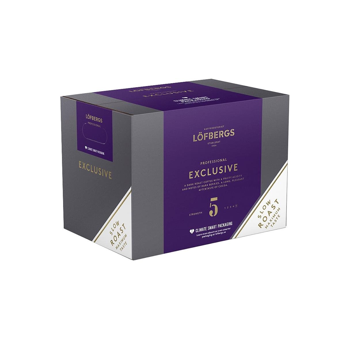 Löfbergs Exclusive hela kaffebönor 1kg i mörkgrå och lila förpackning