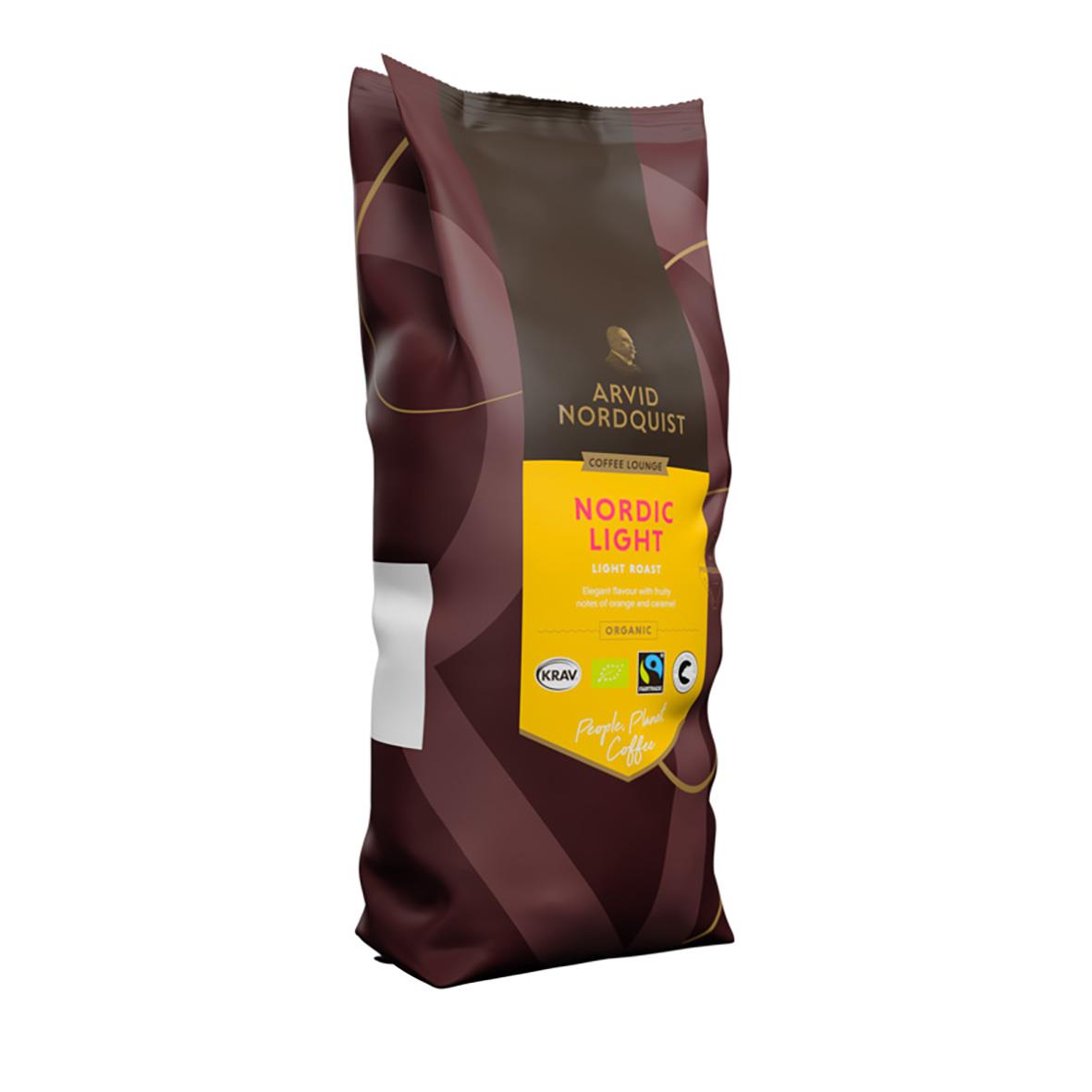 Kaffe Arvid Nordquist Nordic Light hela bönor 1000g i mörkbrunt förpackning