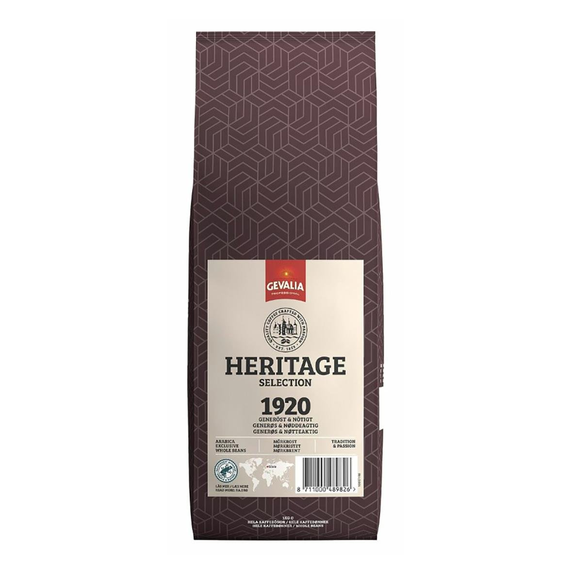 Kaffe Gevalia Heritage 1920 hela bönor i 1000g förpackning
