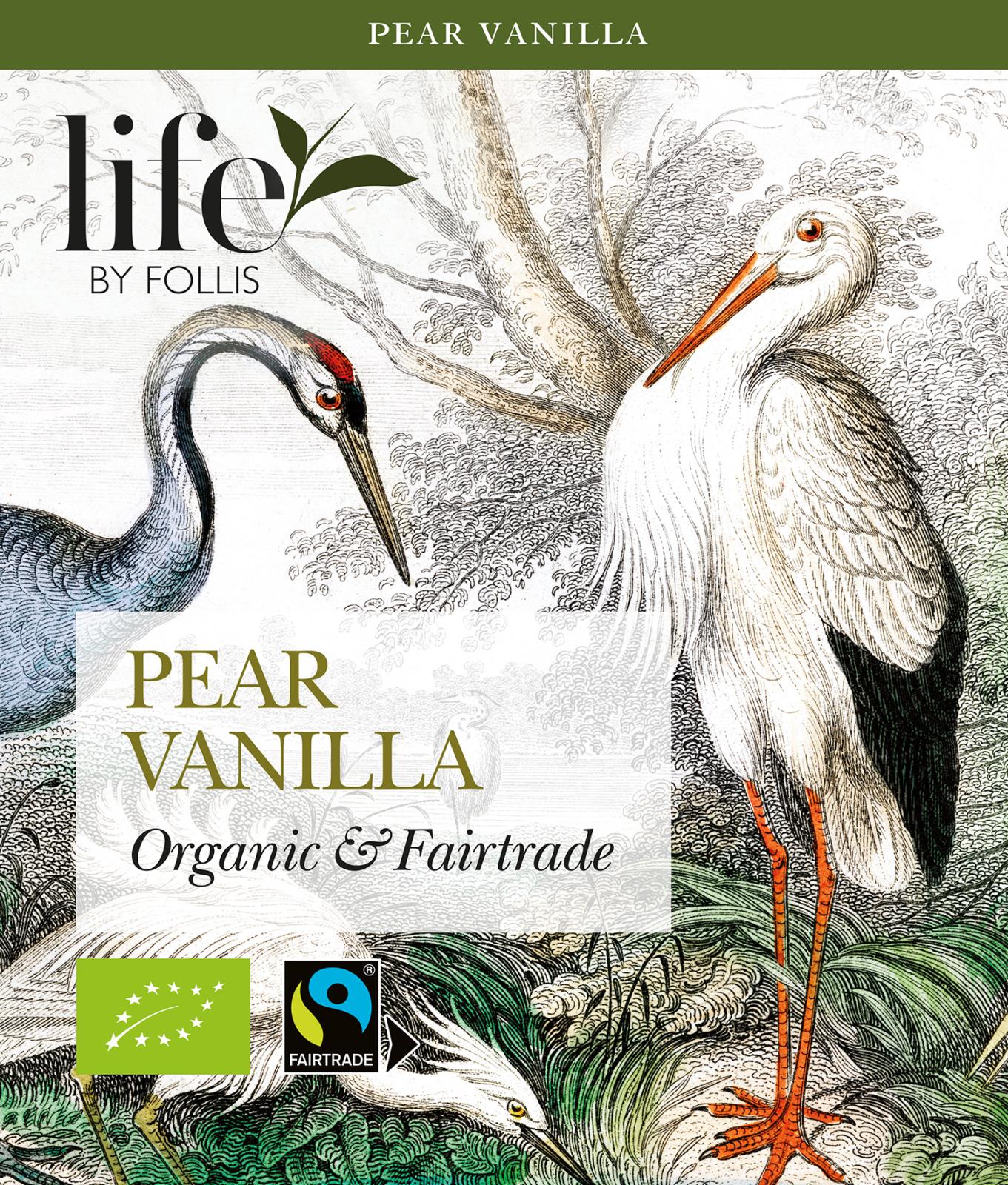 Grönt rooibos te med päron och vaniljsmak från Life by Follis, ekologiskt och Fairtrade-märkt