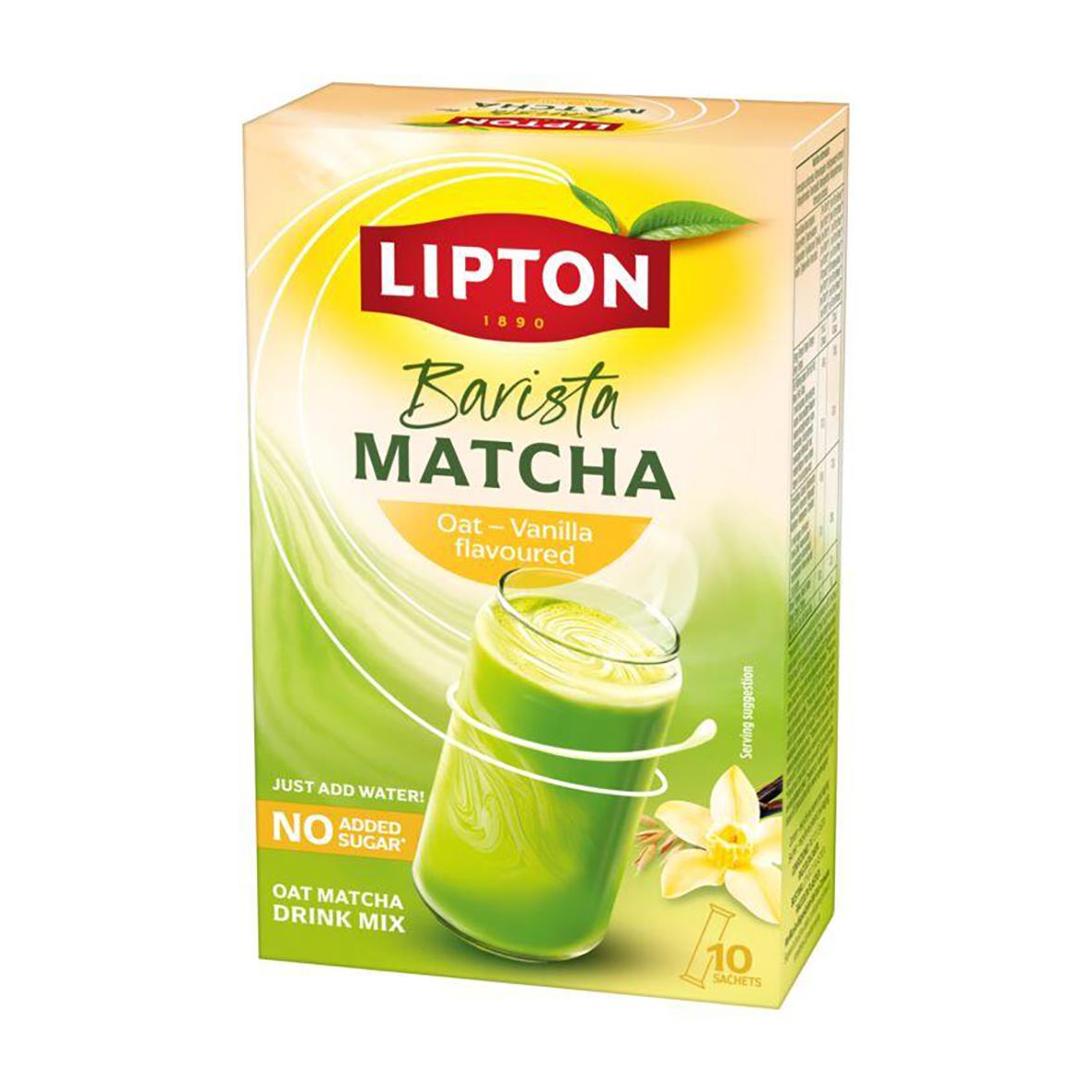 Te Lipton Barista Matcha Oat Vanilla dryckespaket med grönt te, havre och vaniljsmak