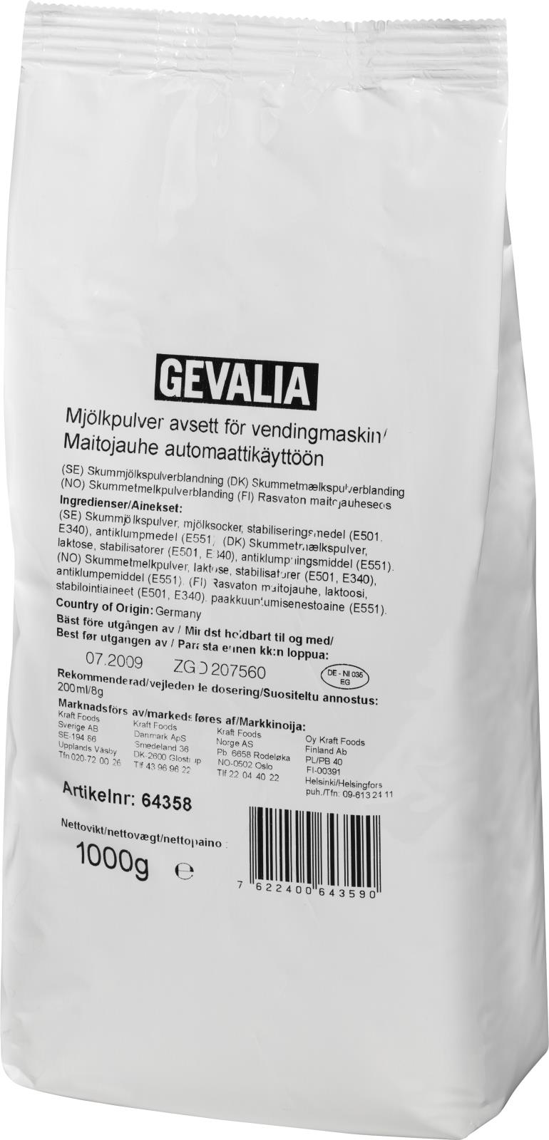 Mjölkersättning Gevalia Mjölkpulver 1000g 60200061