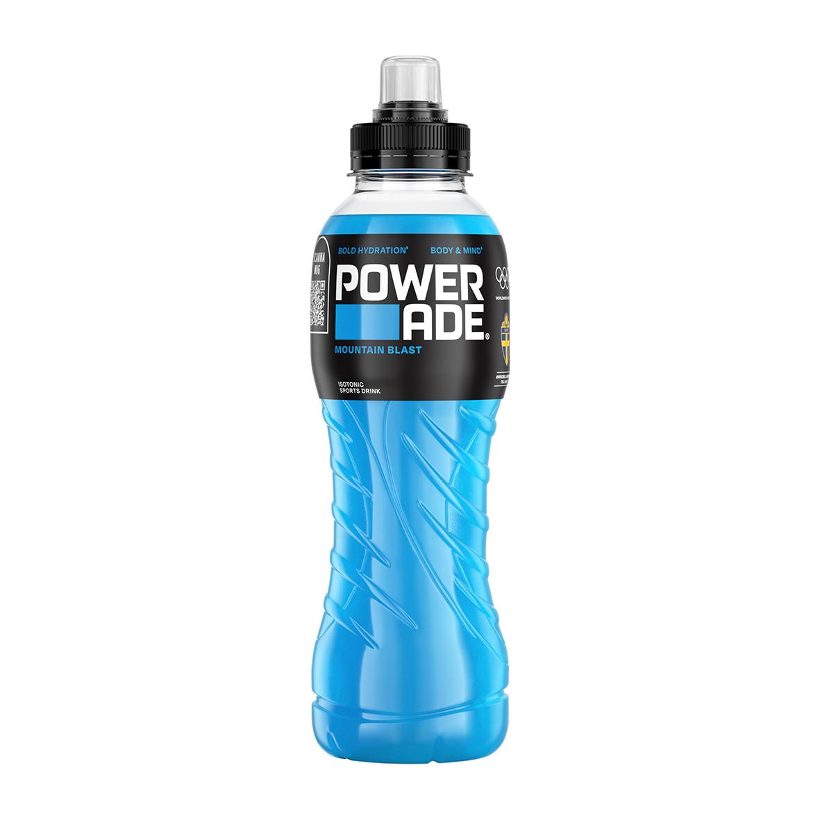 Powerade Mountain Blast sportdryck 50cl med spraylock och pant