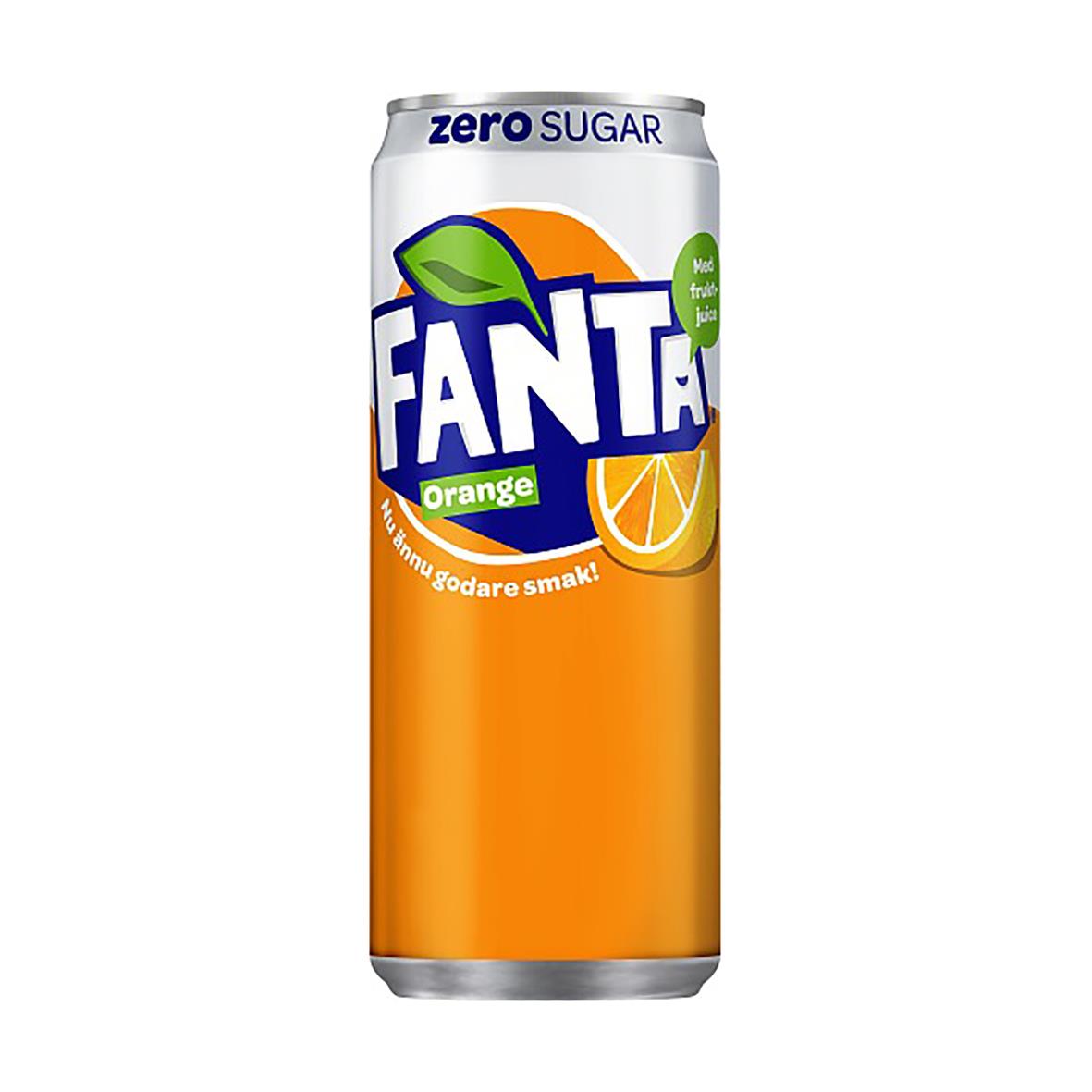 Läsk Fanta Orange Zero Burk 33cl inkl pant