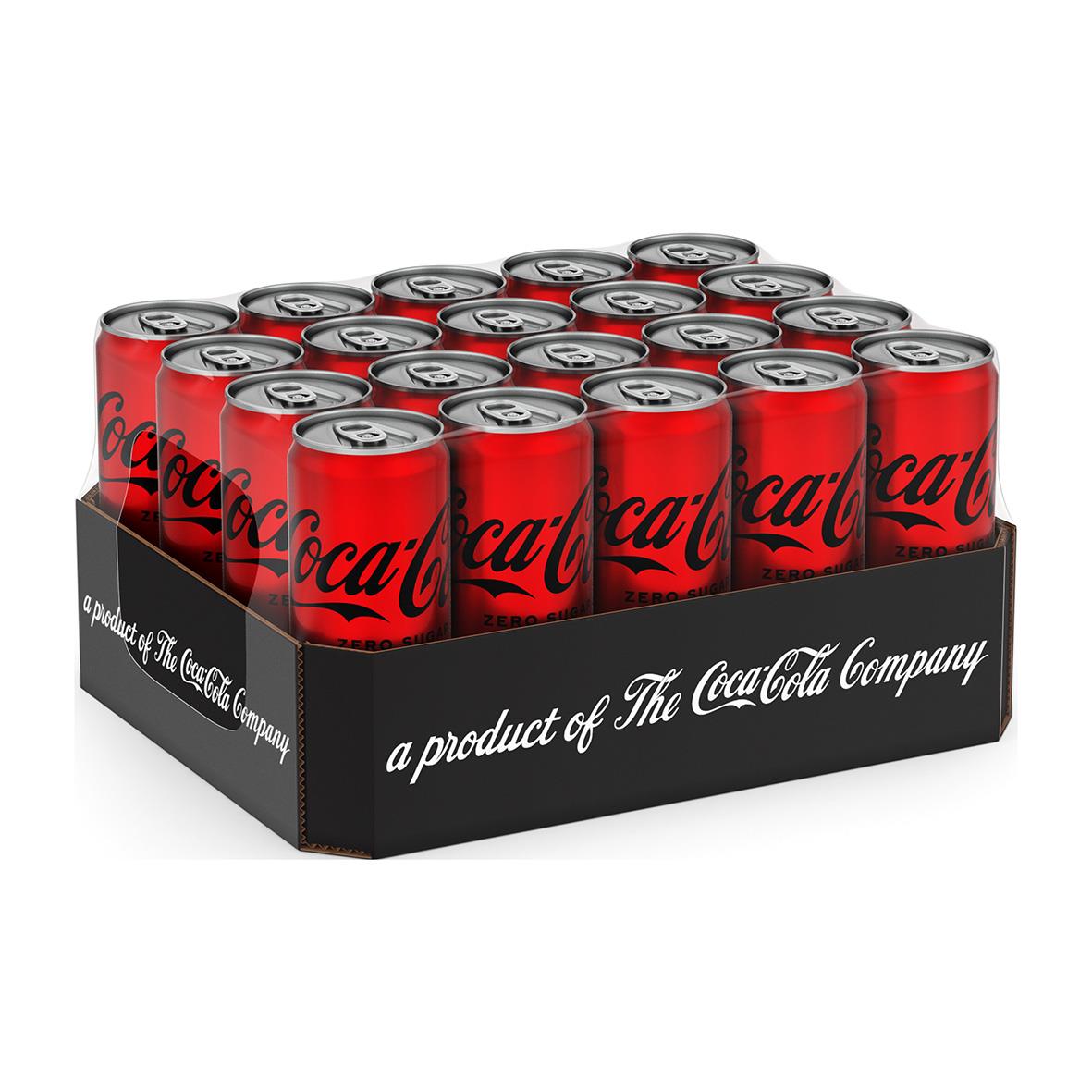 Liten 33cl Coca-Cola Zero burk med röd design och text Zero Sugar inklusive pant