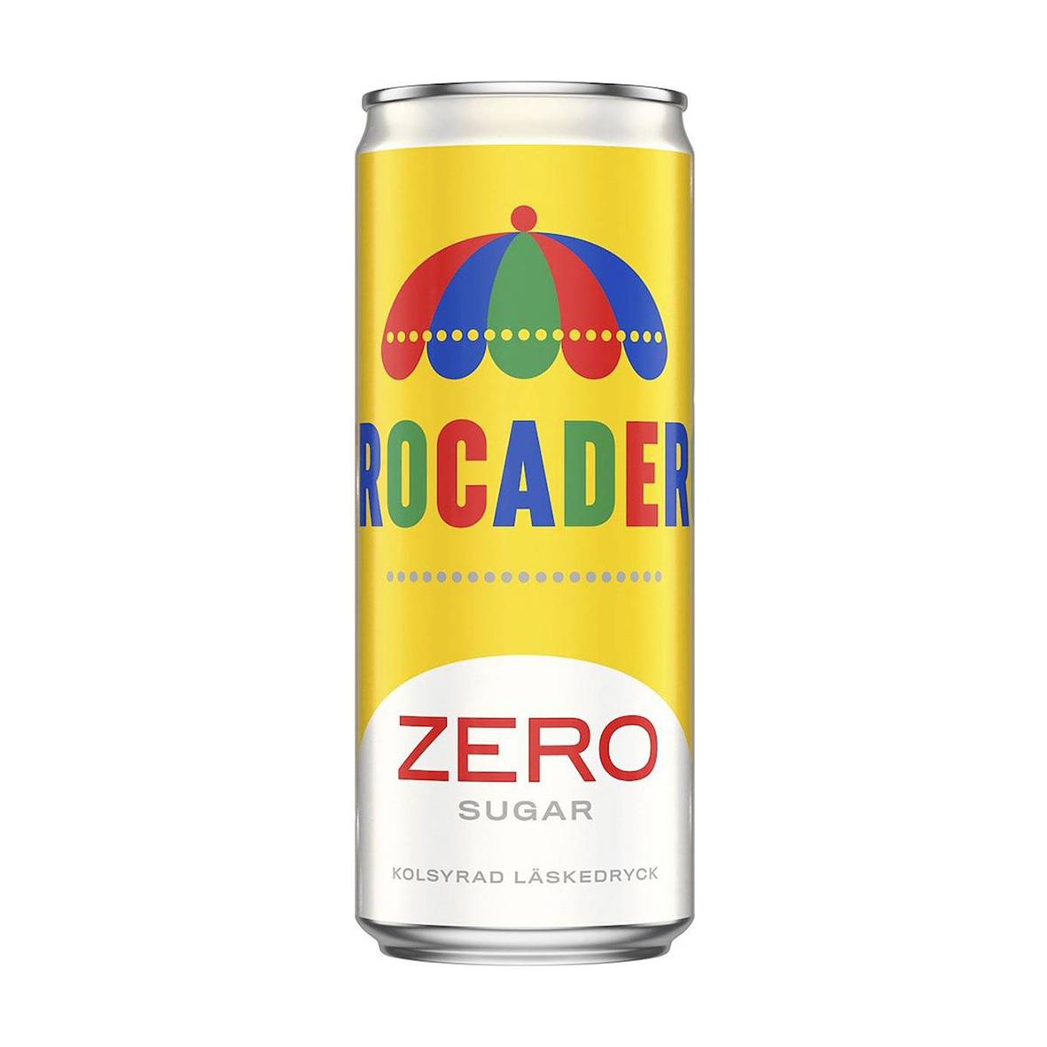 Läsk Trocadero Zero Burk 33cl i burk med färgglad design och parasoll, inklusive pant