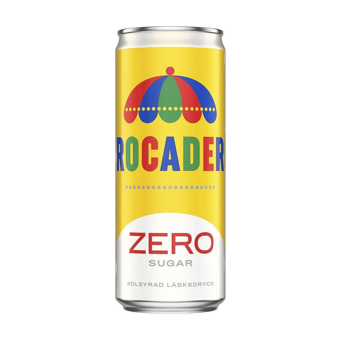 Läsk Trocadero Zero Burk 33cl i burk med färgglad design och parasoll, inklusive pant