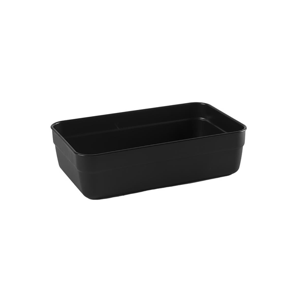 Svart rektangulär matlåda i plast med lock, 950ml, återanvändbar