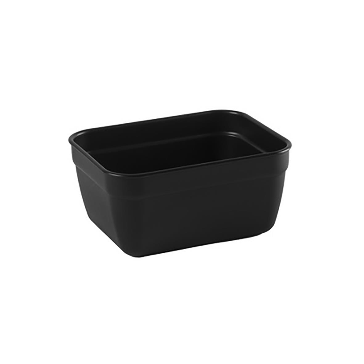 Svart rektangulär matlåda i plast med lock, 400ml kapacitet