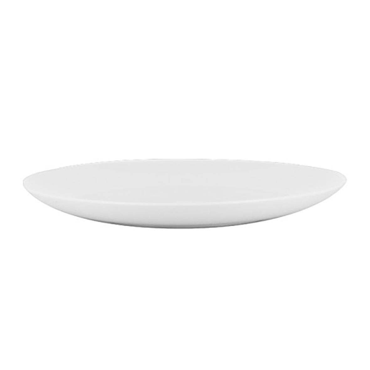 Vit rund tallrik i plast med diameter 22,3 cm, flergångs