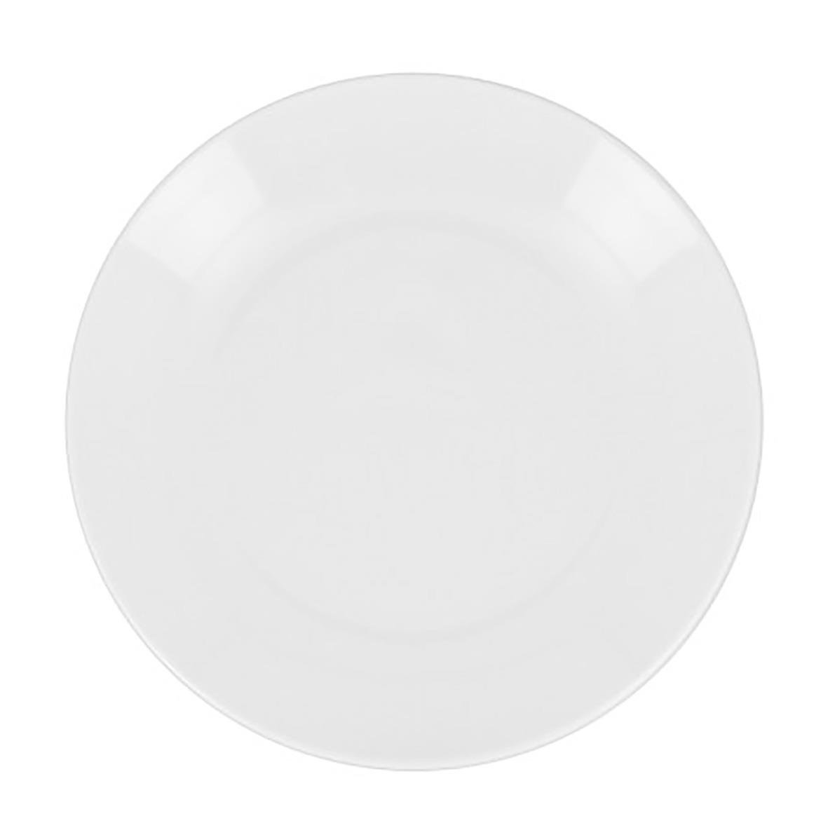 Vit rund tallrik av PETC material, diameter 17,5 cm, återanvändbar