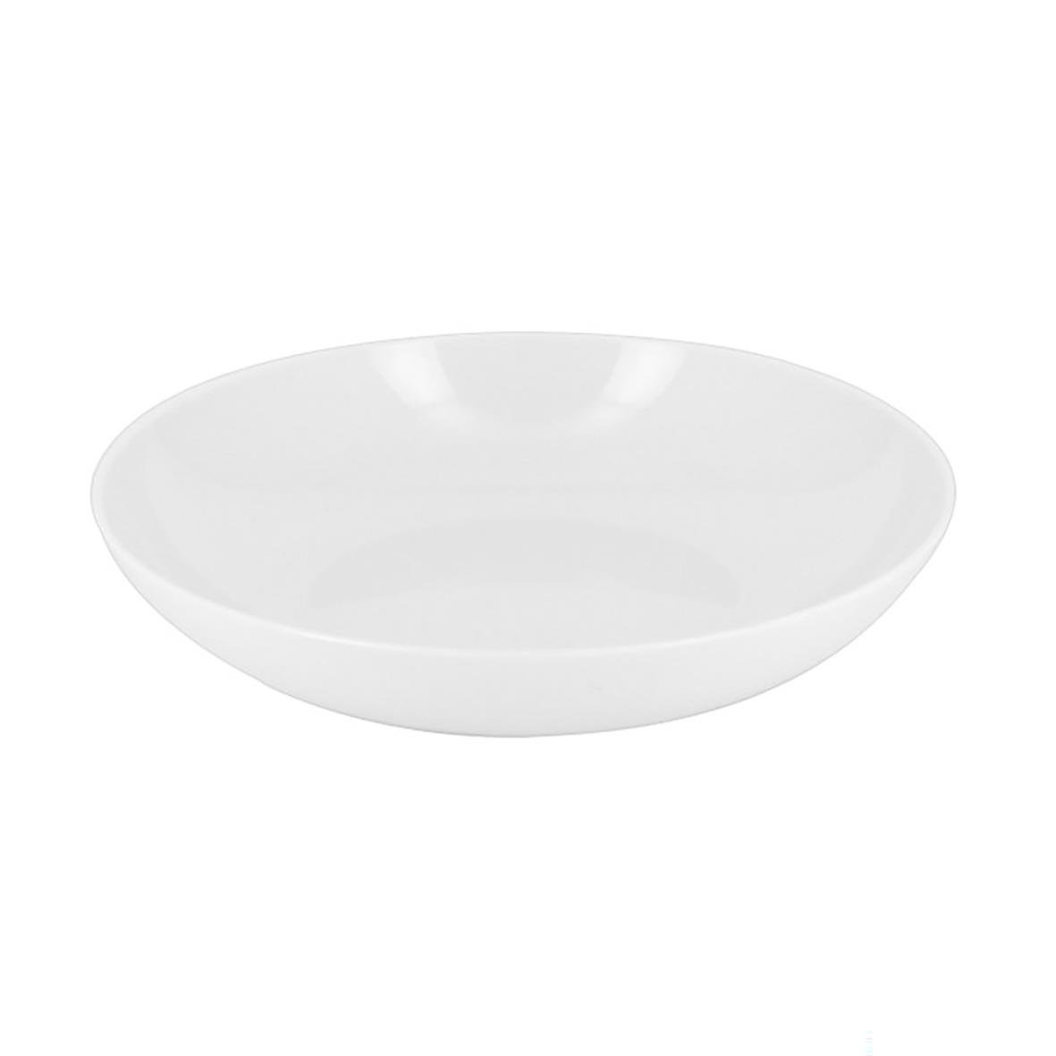 Vit djup tallrik i PETC material, diameter 19 cm, återanvändbar