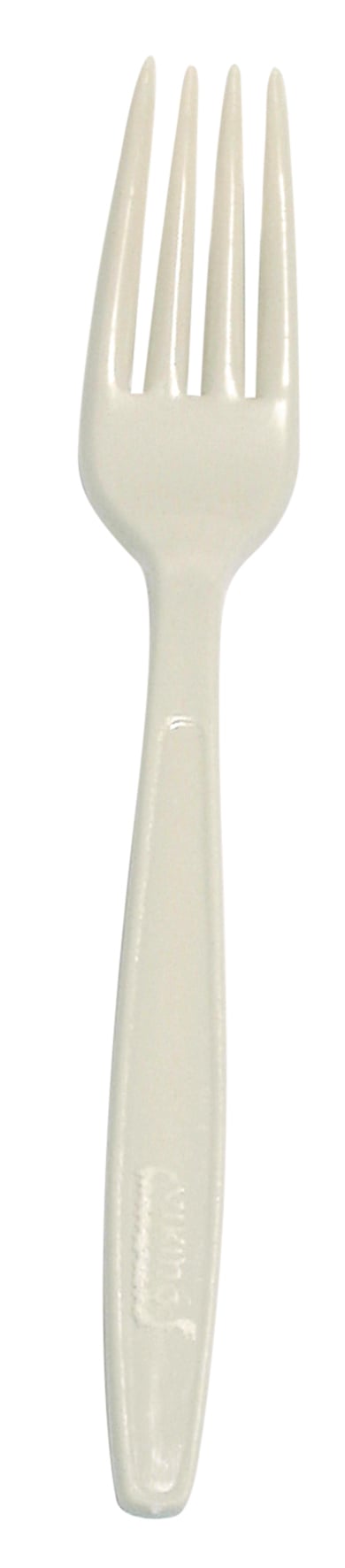Beige engångsbestick gaffel i extrastark plast