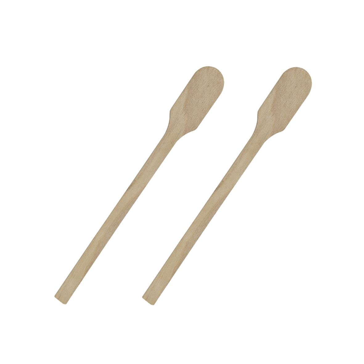 Två träpaddlar med rörpinne, 13 cm långa