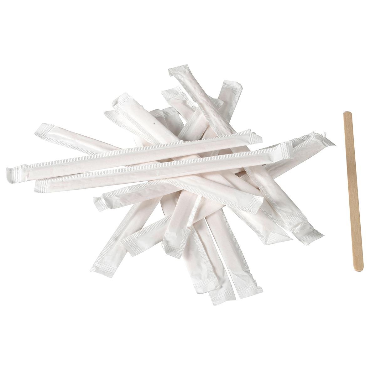 Trä rörpinne, 14 cm, styckförpackad, med en träpinne bredvid