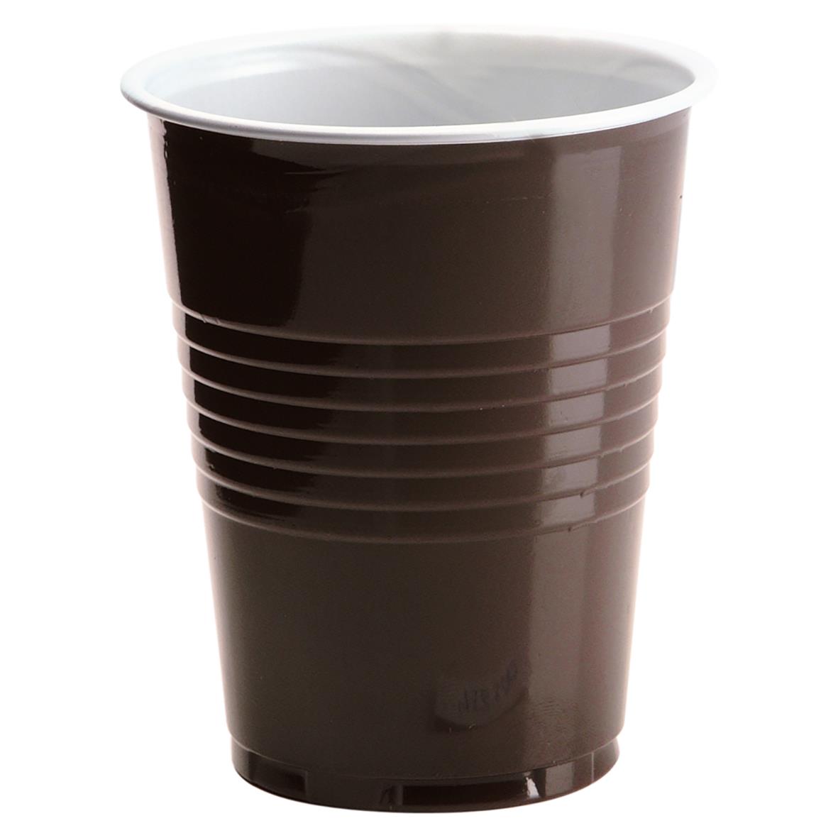 Bruna och vita plastbägare från Duni, 21 cl, stapelbar