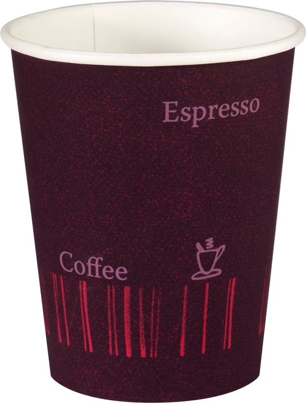 Mönstrad pappersmugg för kaffe med texten Espresso och Coffee, 24cl