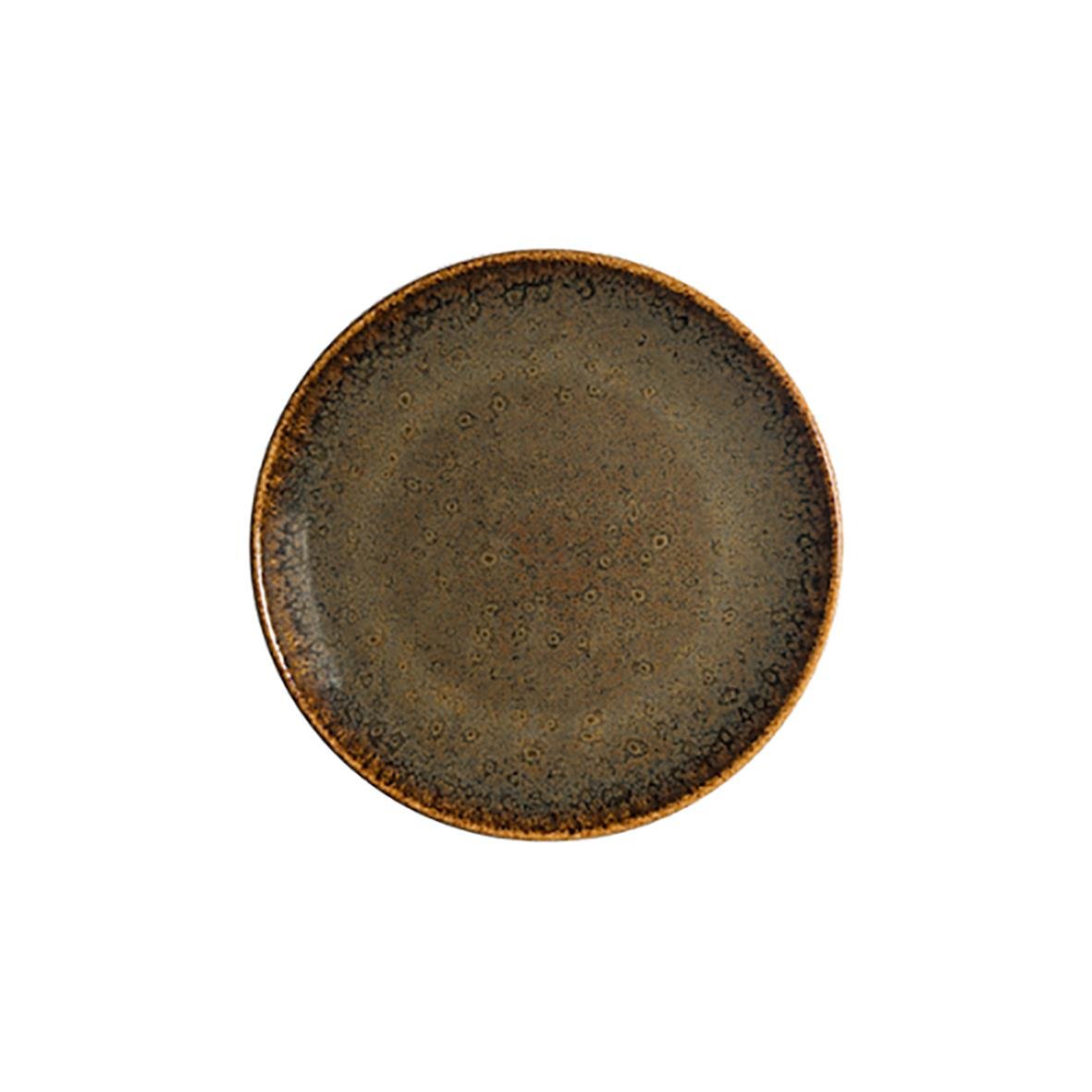 Tallerken Bonna Ore Tierra Flat Ø21cm med brun och grå glaserad yta