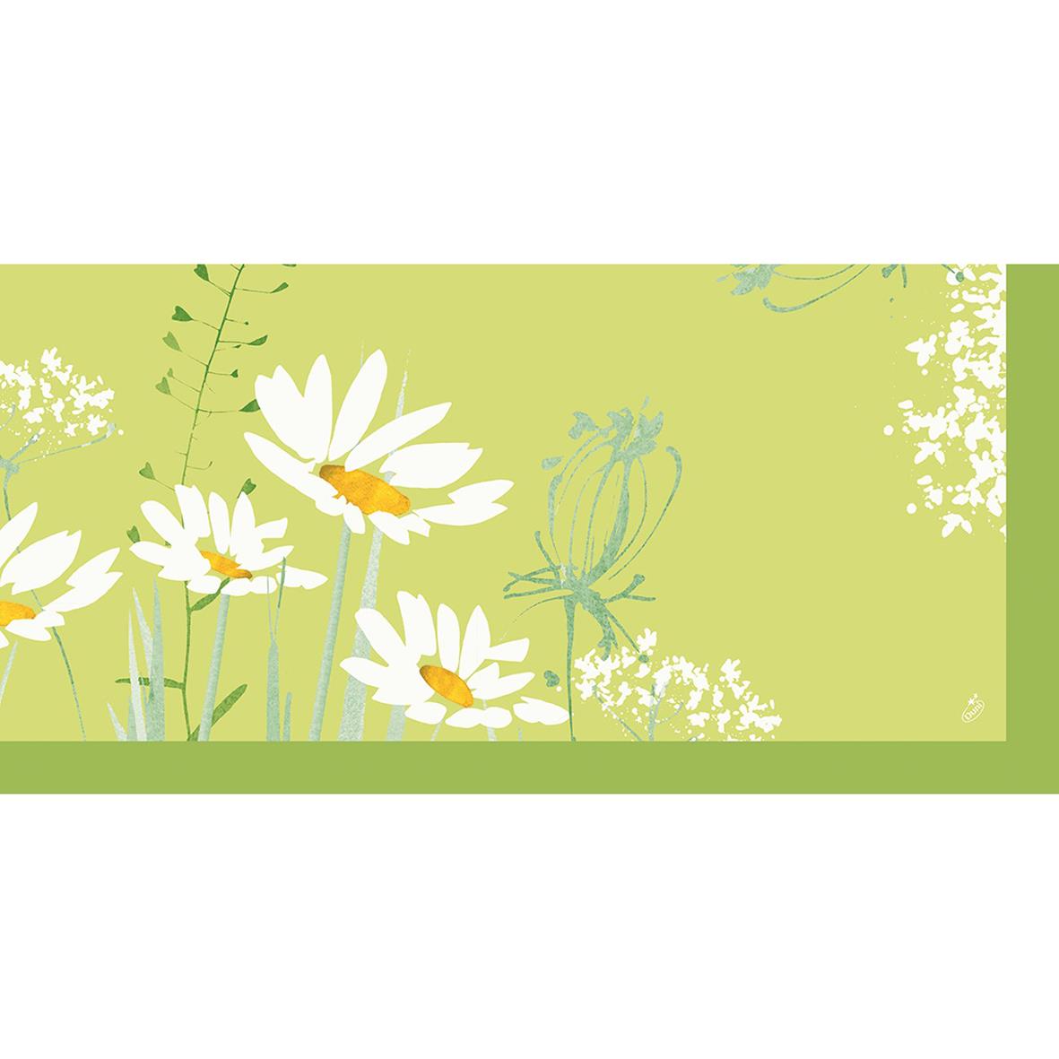 " snibbduk med vita blommor och gröna växtmotiv, mått 84x84 cm"