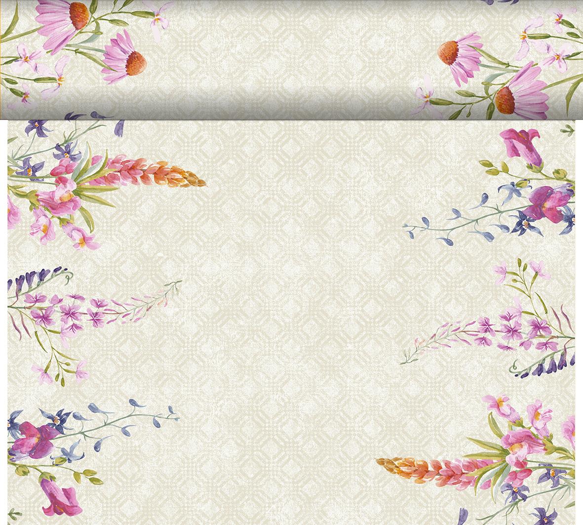 Vepa Duni Dunicel Floret blomsterprint på vit bakgrund, 0,4x24m