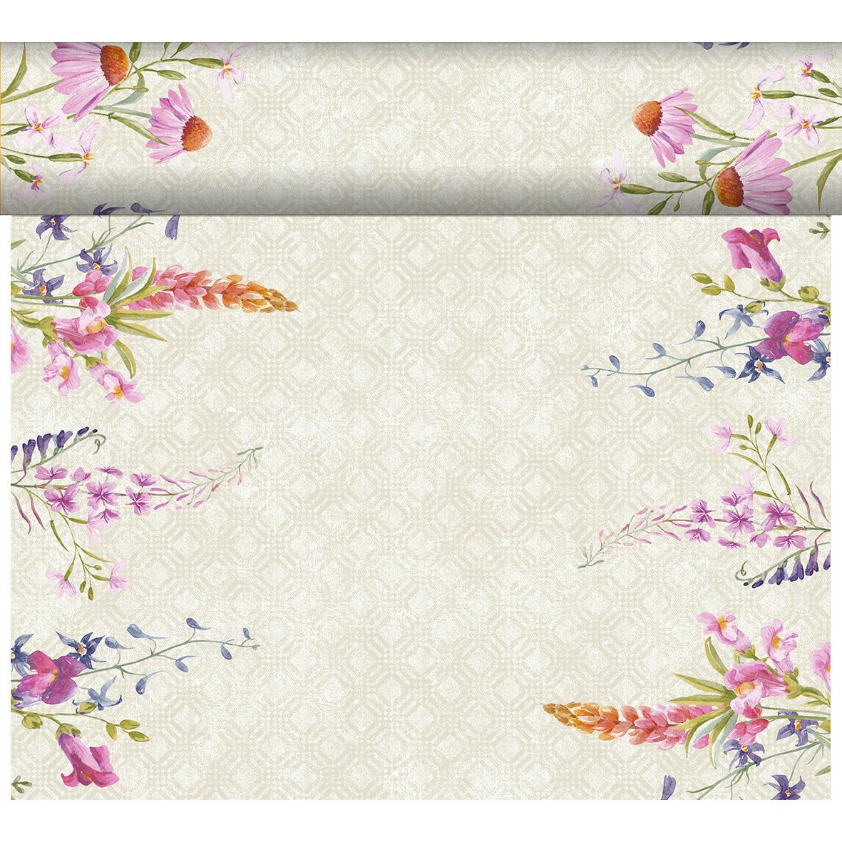 Vepa Duni Dunicel Floret blomsterprint på vit bakgrund, 0,4x24m