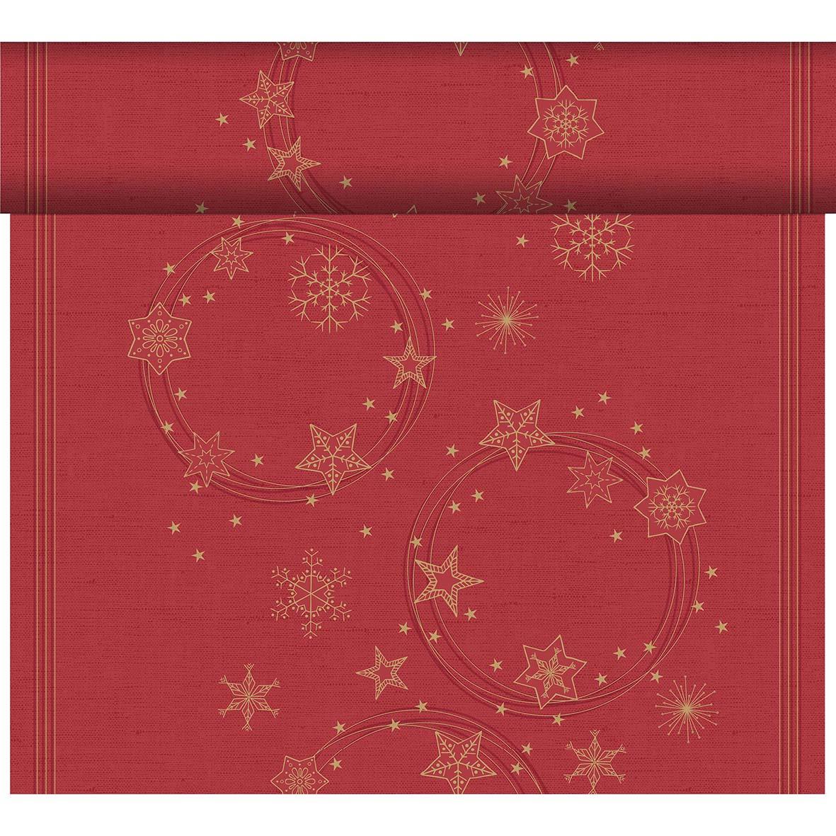 Röd Dunicel vepa med julstjärnor och snöflingor, 0,4x24m